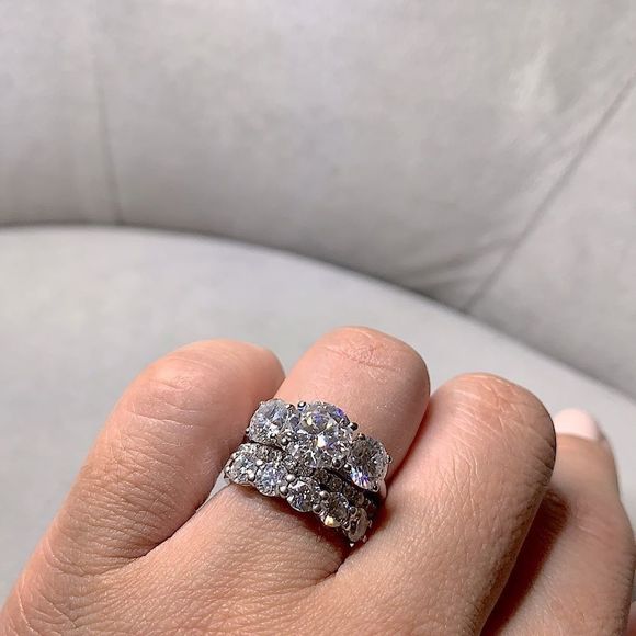 3pcs stone bridal engagement wedding ring - Picture 8 of 16